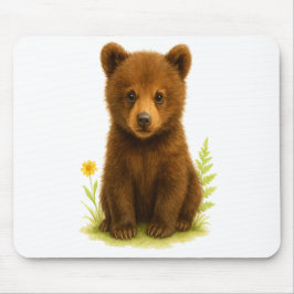 Mousepad Bebê Urso Cubo nas Flores Selvagens