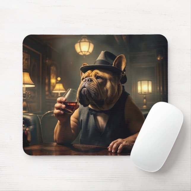 Mousepad Bebendo Buldogue No 1920 Speakeasy (Com mouse)