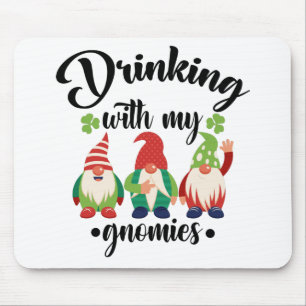 Mousepad Bebendo Com Meus Gnomos Divertido Dia de São Patrí