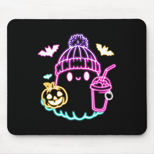 Mousepad Bebendo De Café Fantasma Retro Ghost Spooky Hallow (Frente)
