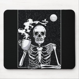 Mousepad Bebendo de esqueleto bonito, café, fantasia de Hal