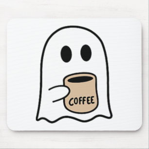 Mousepad Bebendo Fantasma Dia de as Bruxas engraçado De Caf