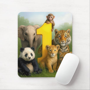 Mousepad Bebês de Animais Silvestres com Número Um