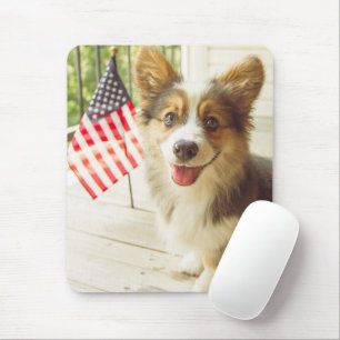Mousepad Bebês Mais Pobres   American Flag Corgi