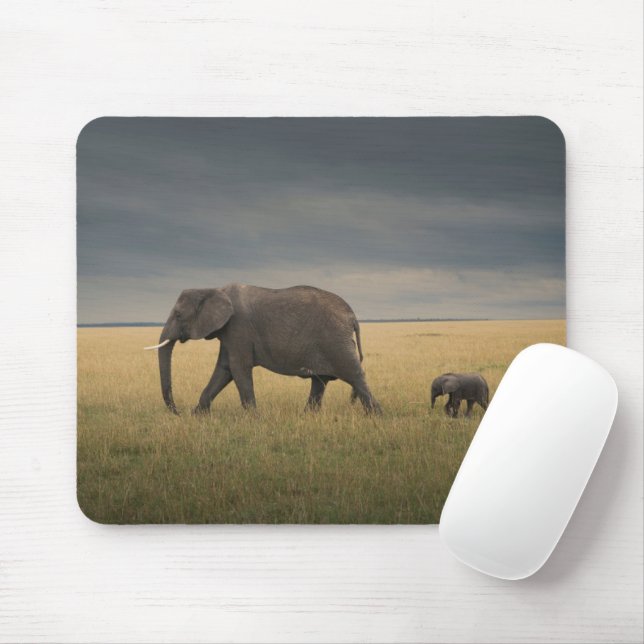 Mousepad Bebês Mais Pobres | Família de elefantes africanos (Com mouse)