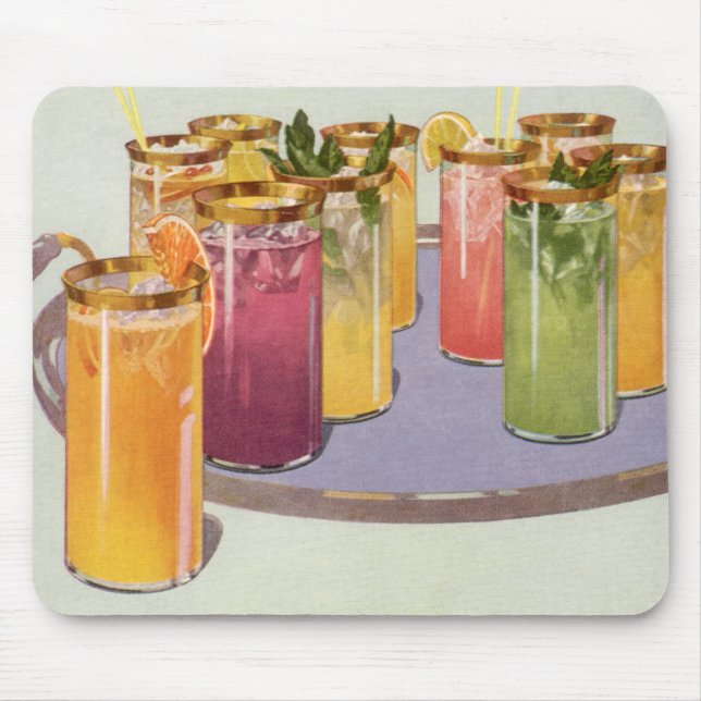 Mousepad Bebidas Antigas, Bebidas com Cubos de Gelo em uma  (Frente)