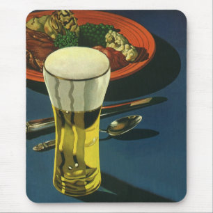 Mousepad Bebidas de Comida, Vidro de Cerveja, Jantado