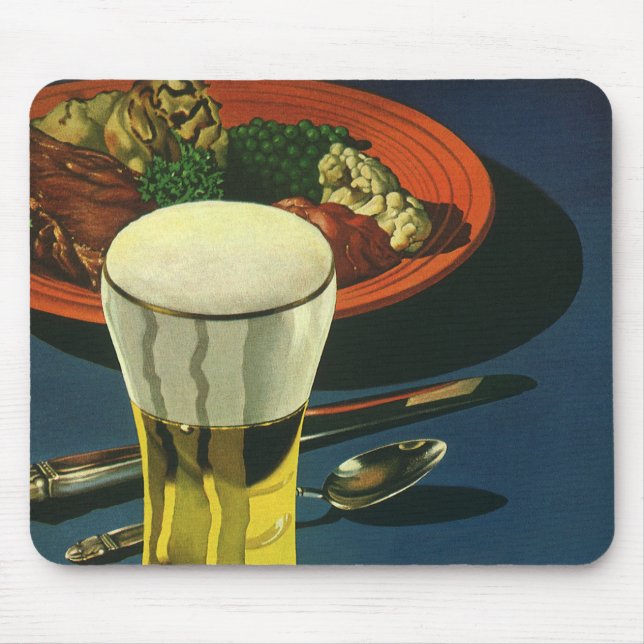Mousepad Bebidas de Comida, Vidro de Cerveja, Jantado (Frente)