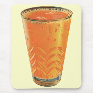 Mousepad Bebidas Vintage, Copo de Suco de Laranja no Café d