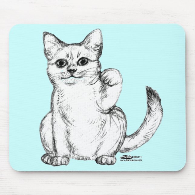 Mousepad Beckoning Kitty Cat Maneki Neko (Frente)