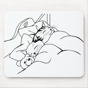 Mousepad Bed Sleep Cat Dream Kitten Bons Amigos