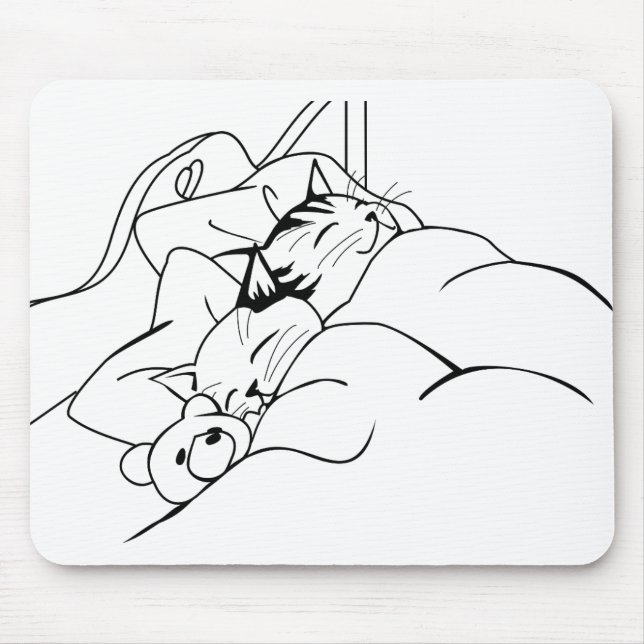 Mousepad Bed Sleep Cat Dream Kitten Bons Amigos (Frente)
