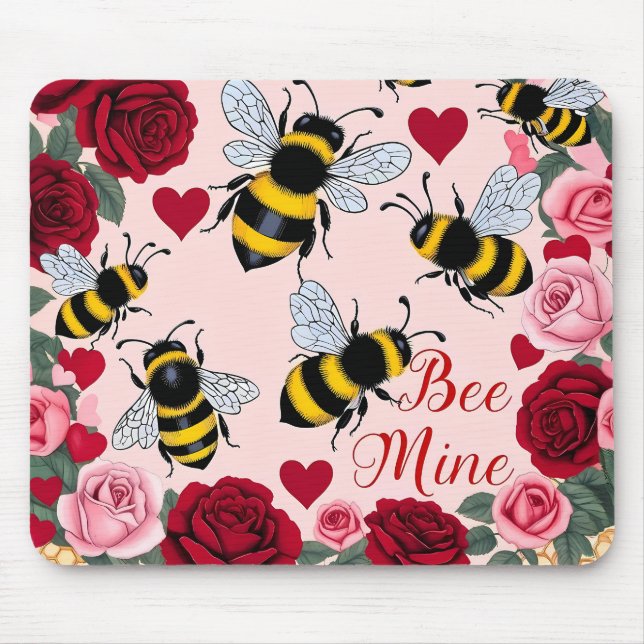 Mousepad Bee Mine Love Buzz Design (Frente)