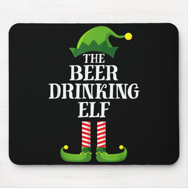 Mousepad Beer Drinking Elf Matching Family Group Christmas  (Frente)