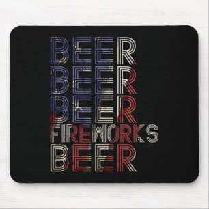 Mousepad Beer Fireworks Retro 4 De Julho Party Parade Drin