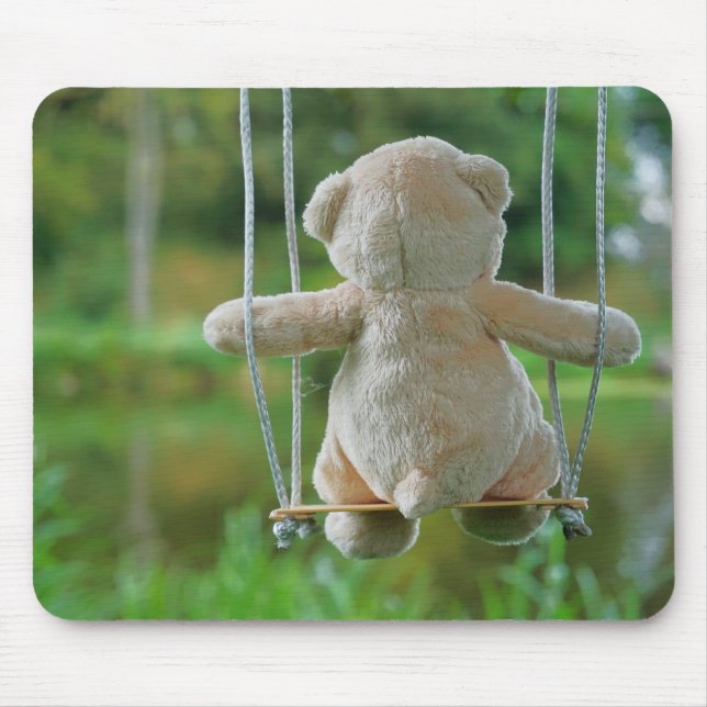 Mousepad Beer op schommel vanaf de rug. (Frente)