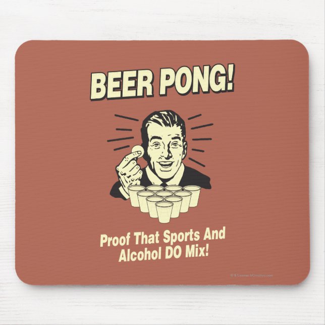 Mousepad Beer Pong: Combinação de Álcool e Esportes de Prov (Frente)