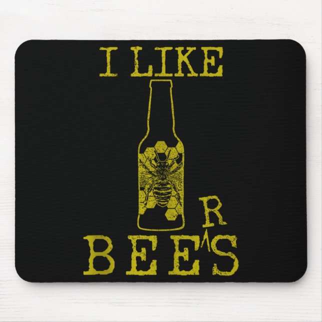 Mousepad Bees &amp; Beer - Funny Quote Beekeeng Beekeeper G (Frente)
