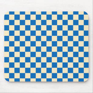 Mousepad bege + Blue Check Checkered Checkerboard Padrão