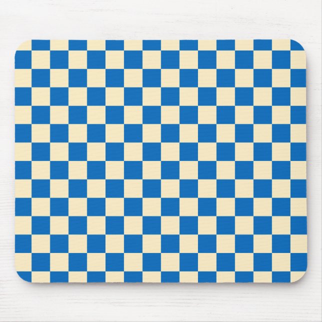 Mousepad bege + Blue Check Checkered Checkerboard Padrão (Frente)