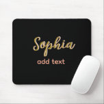 Mousepad beige adicione nome e chefe SMS preto elegante<br><div class="desc">design</div>