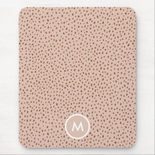 Mousepad Beige & Boho Terracotta Brown Dots Monograma
