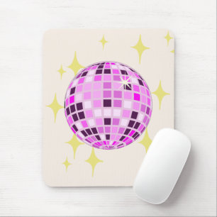 Mousepad Beige da Esfera de Disco Roxo Rosa Moderno