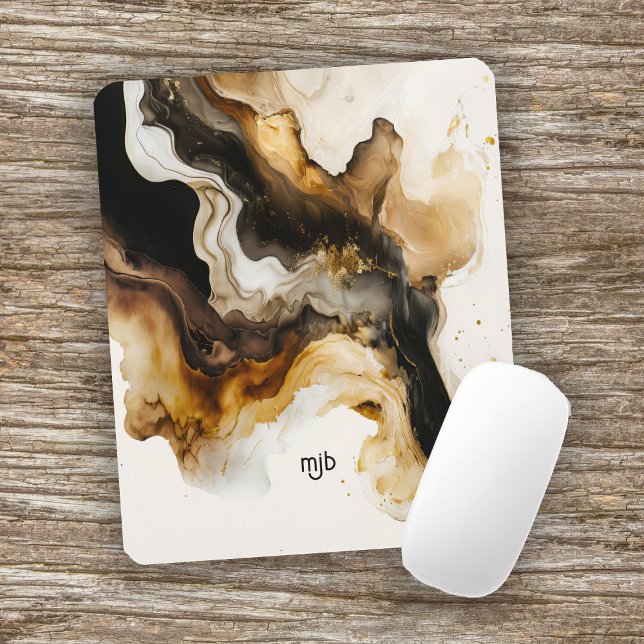 Mousepad Beige neutro e lavagem ao Abstrato Dourada (Criador carregado)