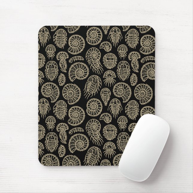 Mousepad Beige venenoso fóssil trilobite padrão amonita (Com mouse)