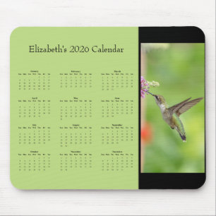 Mousepad Beija-flor - Calendário 2026 personalizável para o