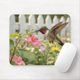 Mousepad Beija-flor com Flores Não-Me-Toques