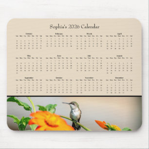 Mousepad Beija-flor em uma Flor de Laranja – Calendário 202