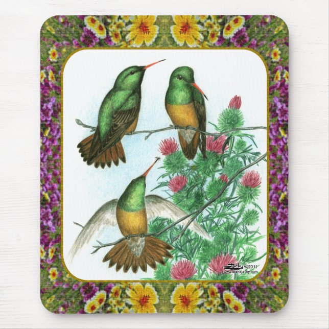 Mousepad Beija-flores e Flores #1 (Frente)