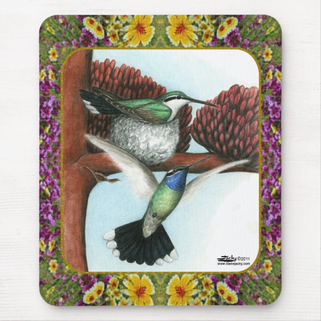 Mousepad Beija-flores e Flores #3 (Frente)