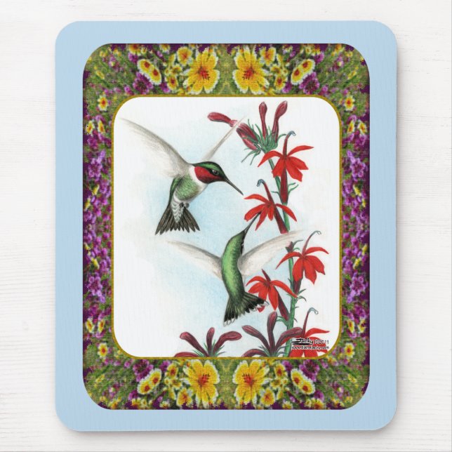 Mousepad Beija-flores e Flores #5 (Frente)
