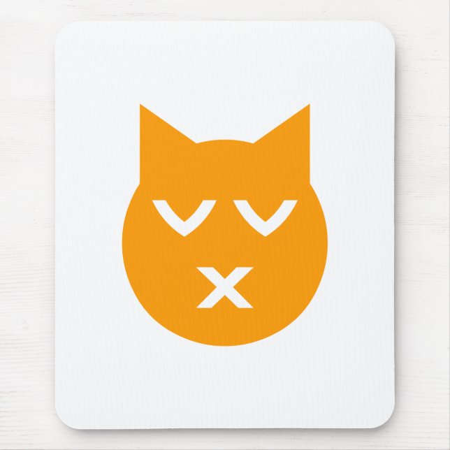 Mousepad Beijar com o Gato Emoji de Olhos Fechados (Frente)