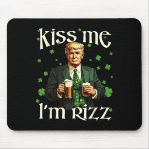 Mousepad Beije Me Eu Sou Rizz Trump Dia de São Patrício Irl
