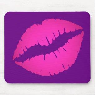 Mousepad Beijo de Batom com Batom Rosa Púrpura e Quente