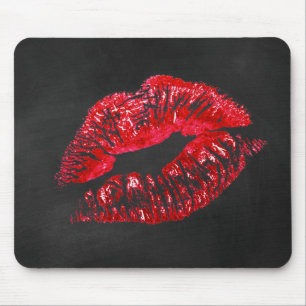Mousepad Beijo De Batom Vermelho A Preto