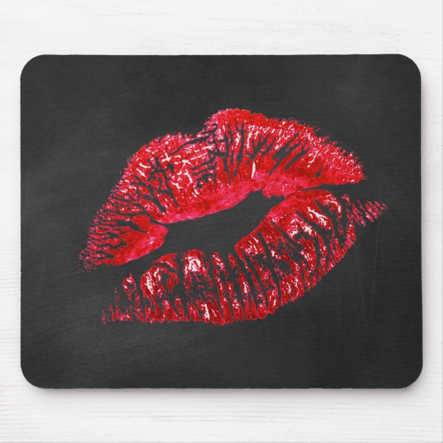 Mousepad Beijo De Batom Vermelho A Preto (Frente)