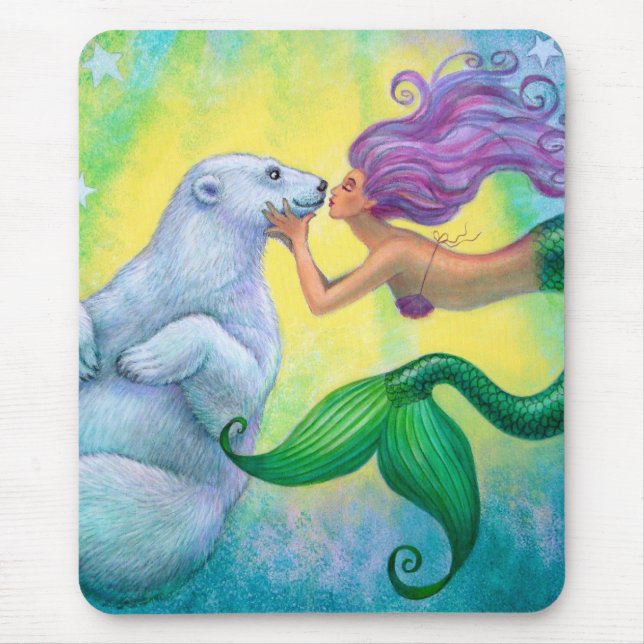Mousepad Beijo do urso polar da sereia (Frente)