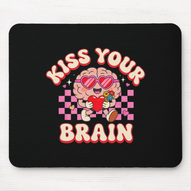 Mousepad Beijo Groovy Seu Cérebro Dia dos Namorados Profess (Frente)