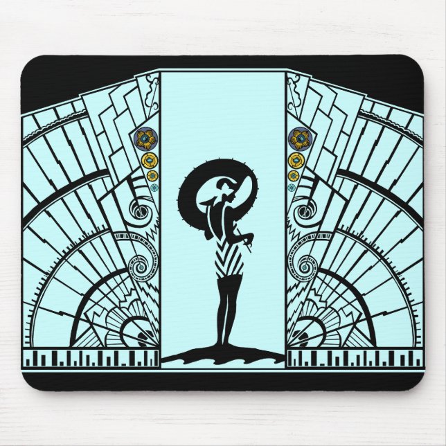 Mousepad Beira-mar Deco no Aqua e no amarelo (Frente)