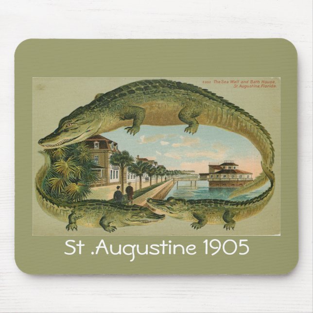 Mousepad Beira St Augustine Florida 1905 do jacaré, rua… (Frente)