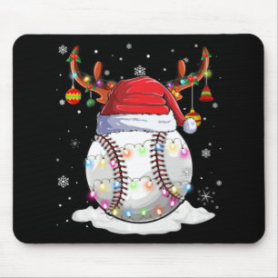 Mousepad Beisebol Ball Santa Hat Reindet À Luz De Natal