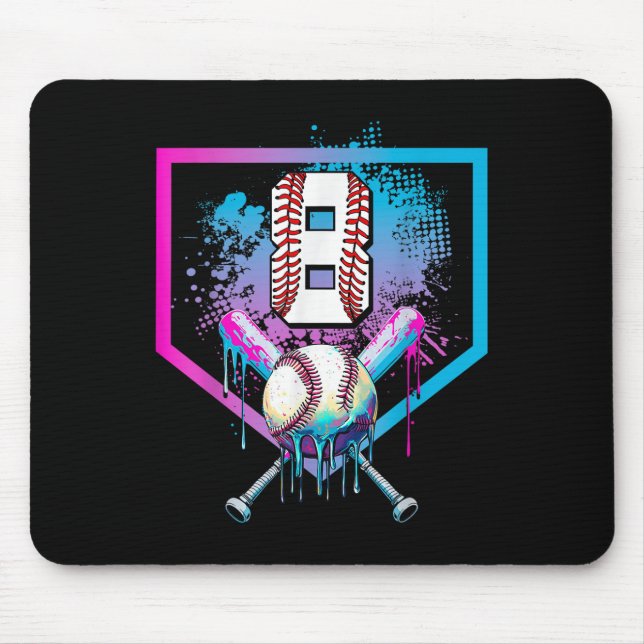 Mousepad Beisebol Drill 8º Aniversário Home Plate Boys Juve (Frente)