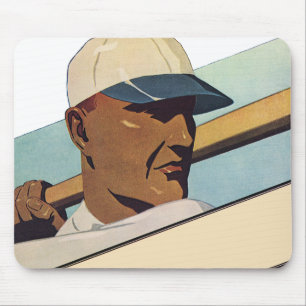 Mousepad Beisebol Esportivo Antigo Batedor, Arte Estilizada