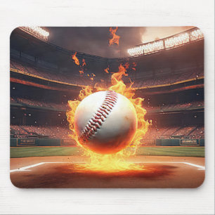 Mousepad Beisebol Flamejante No Estádio