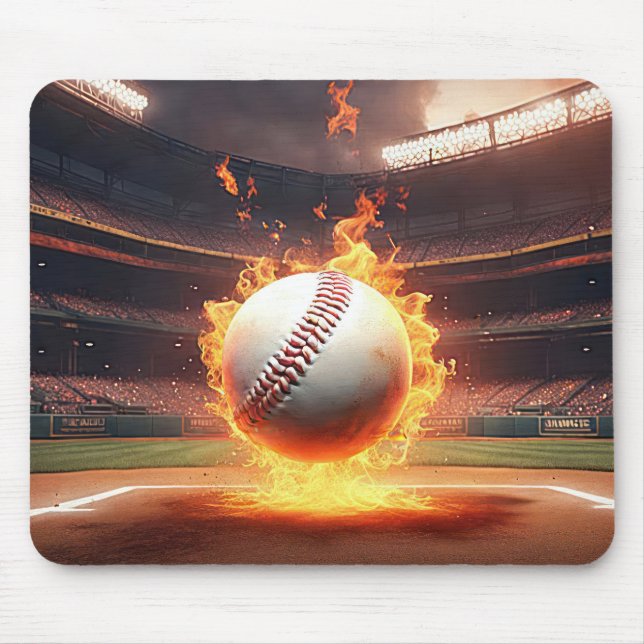 Mousepad Beisebol Flamejante No Estádio (Frente)