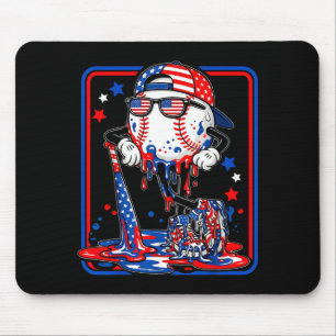 Mousepad Beisebol gota legal 4 de julho patriótico american